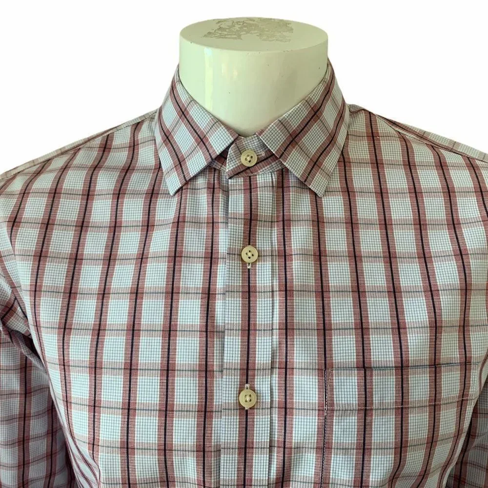 Banana Republic Button Up Dress Shirt‎ Men's Small Windowpane Plaid Formal Top